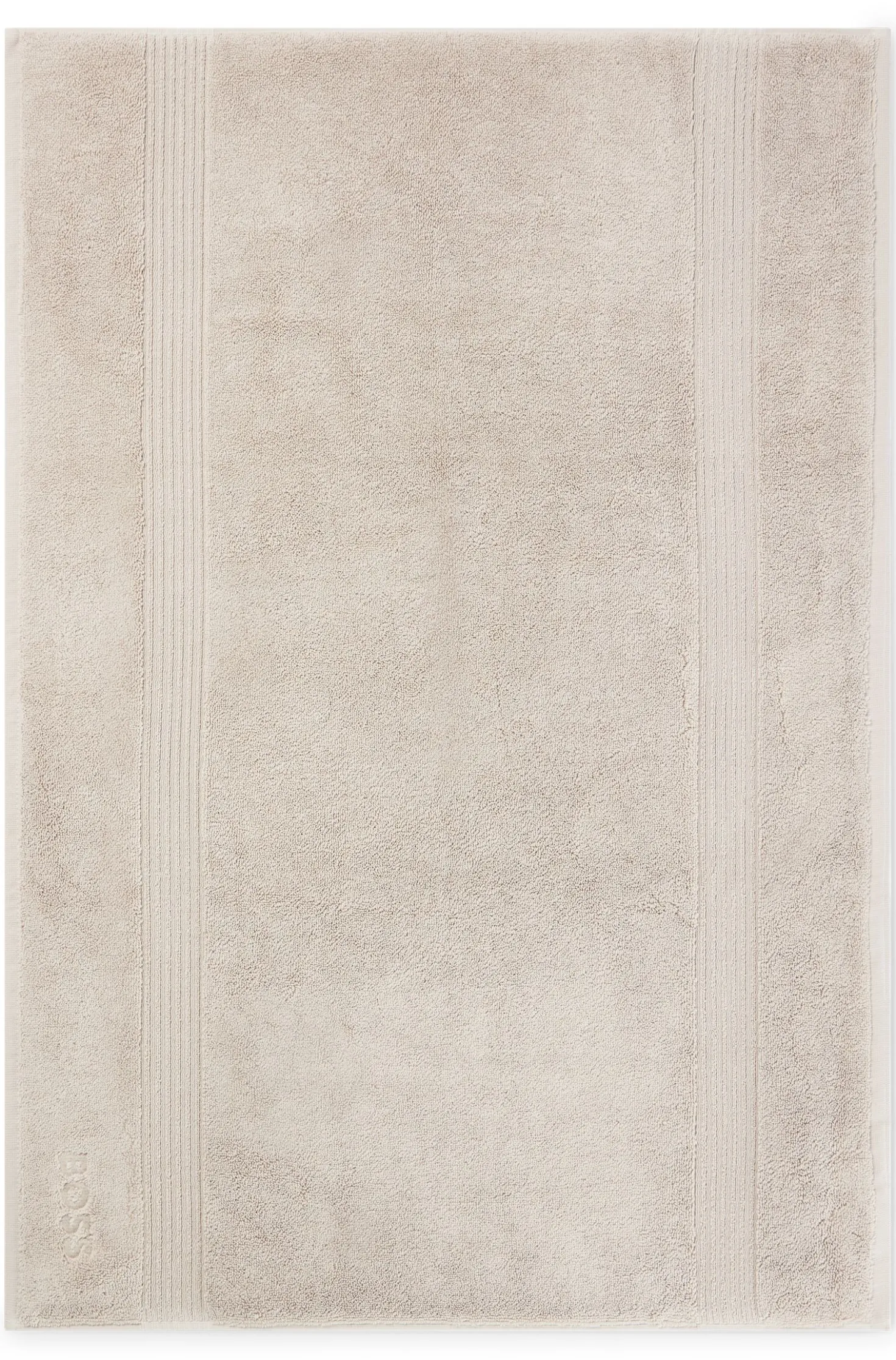 Beige Aegean-cotton bath mat with tonal logo