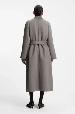 Belted coat in double-faced fabric