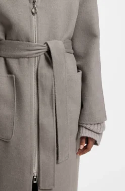 Belted coat in double-faced fabric