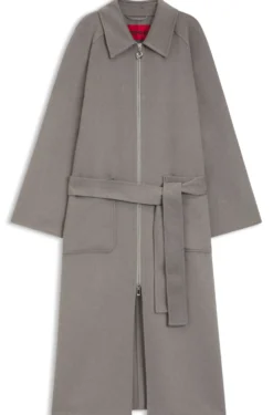 Belted coat in double-faced fabric