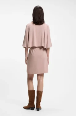 Belted jersey dress with cape-style detail