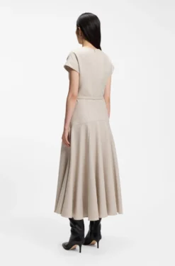 Belted maxi dress in melange flannel