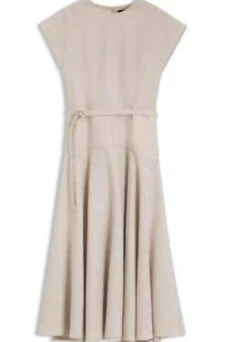 Belted maxi dress in melange flannel