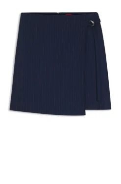 Belted pencil skirt with pinstripe