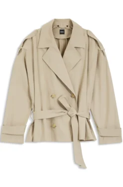 Belted short coat in cotton poplin
