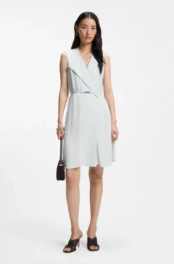 Belted wrap dress in soft crepe