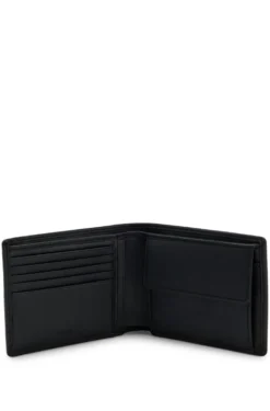 Bifold wallet in micro-grained leather with embossed logo