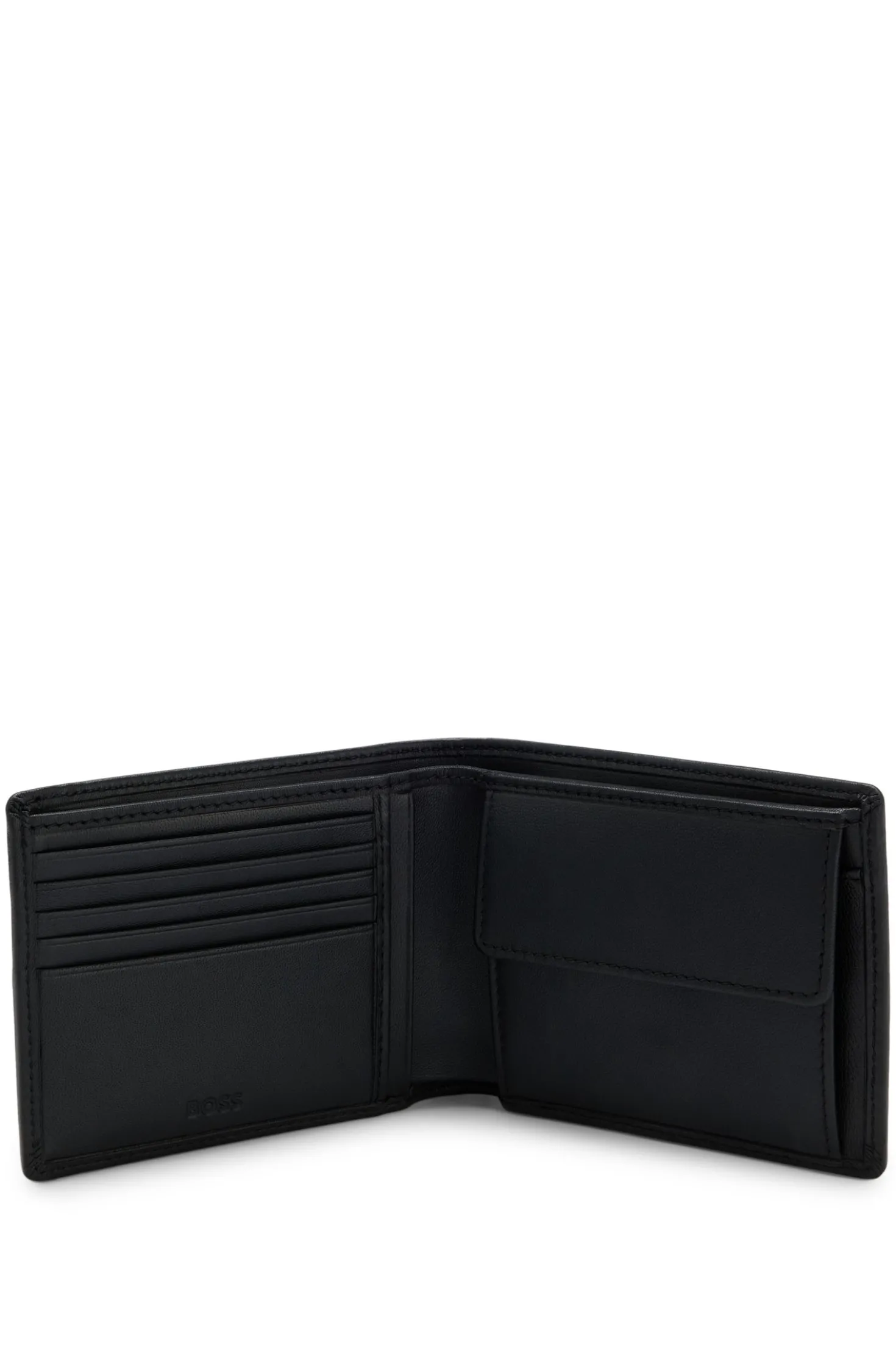 Bifold wallet in micro-grained leather with embossed logo
