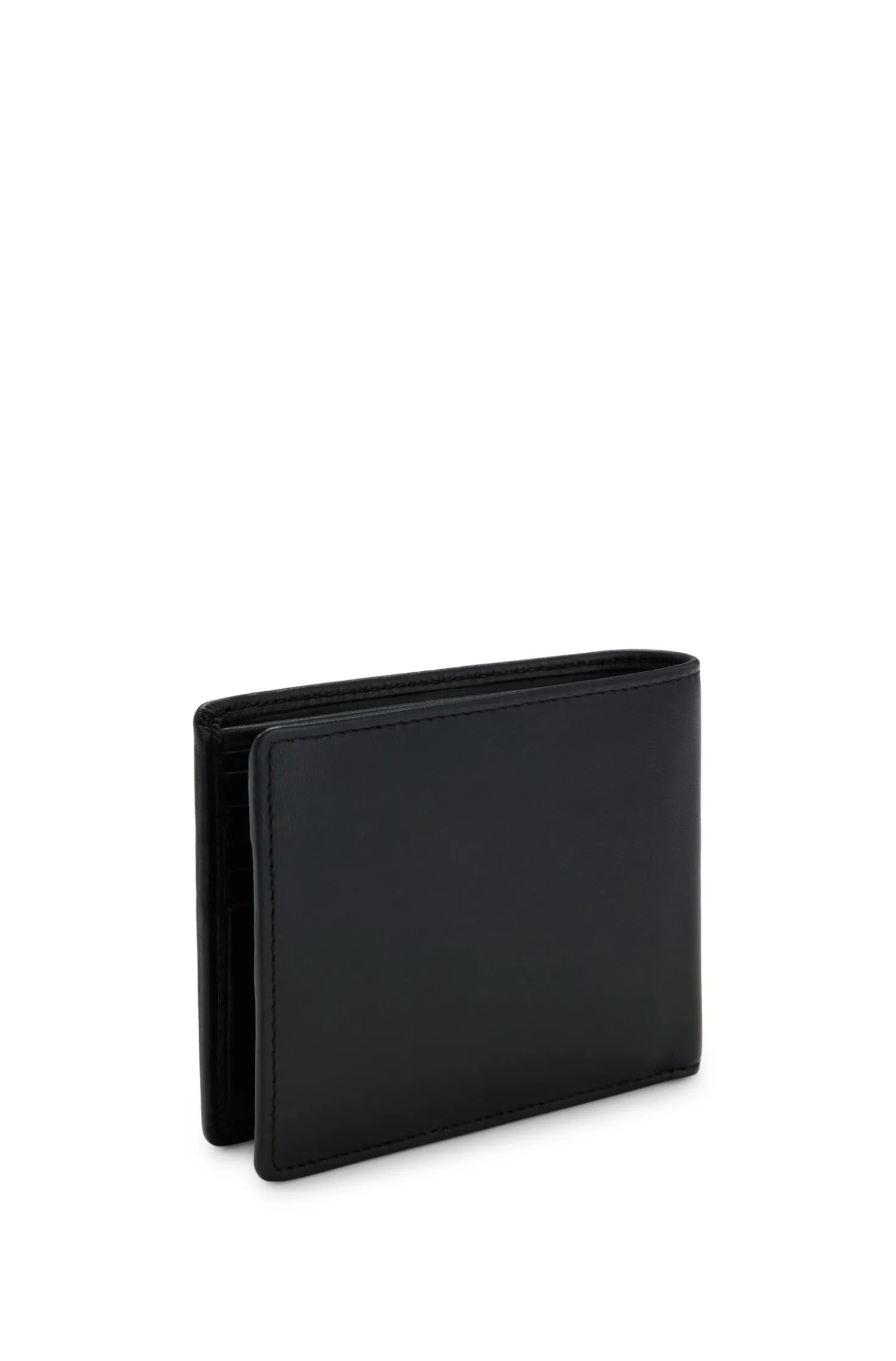 Bifold wallet in micro-grained leather with embossed logo