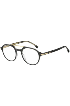 Black-acetate optical frames with gold-tone metal bridge
