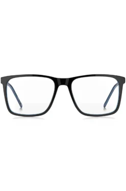 Black-acetate optical frames with contrast rubber logo