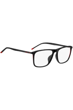 Black-acetate optical frames with tubular temples