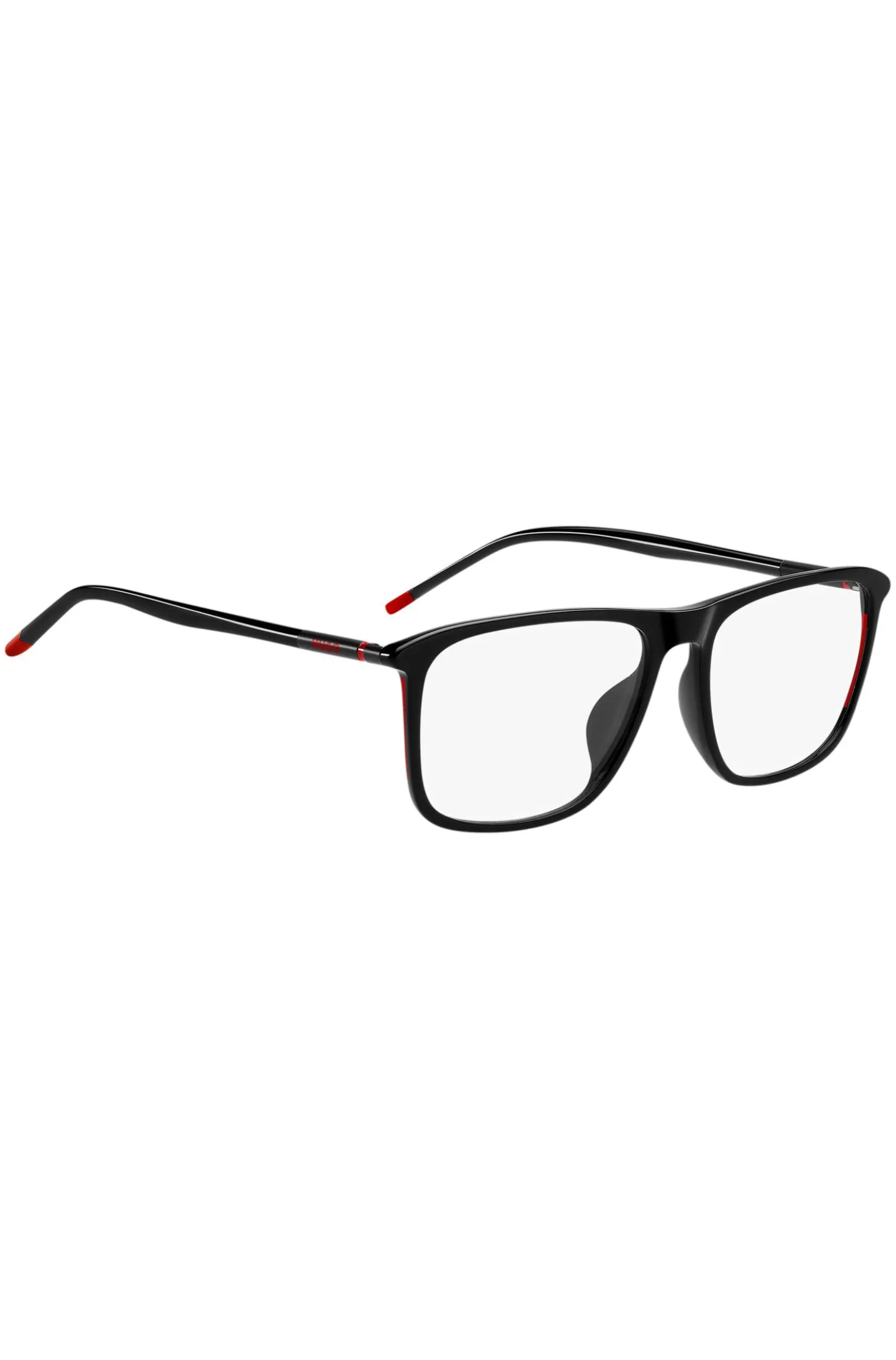 Black-acetate optical frames with tubular temples