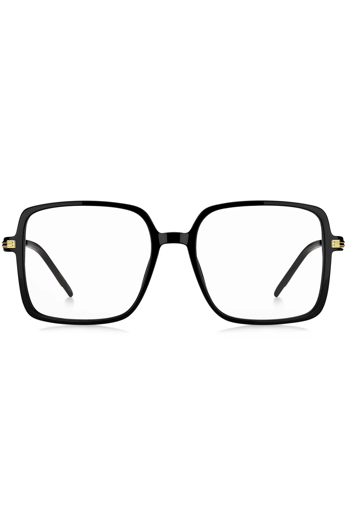 Black-acetate optical frames with gold-tone temples
