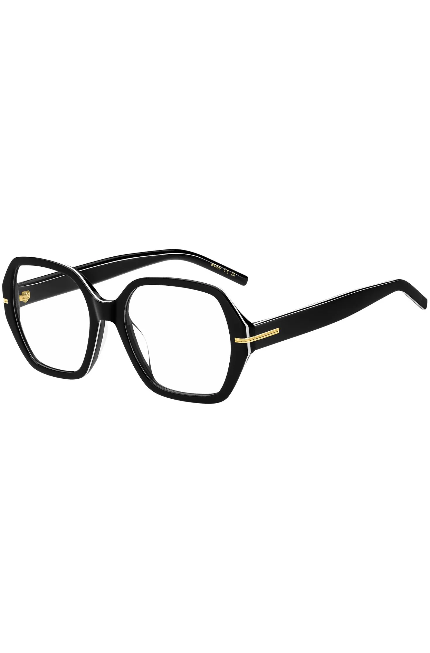 Black-acetate optical frames with white trims