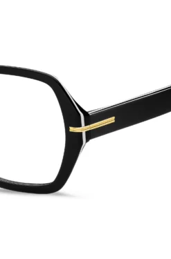 Black-acetate optical frames with white trims