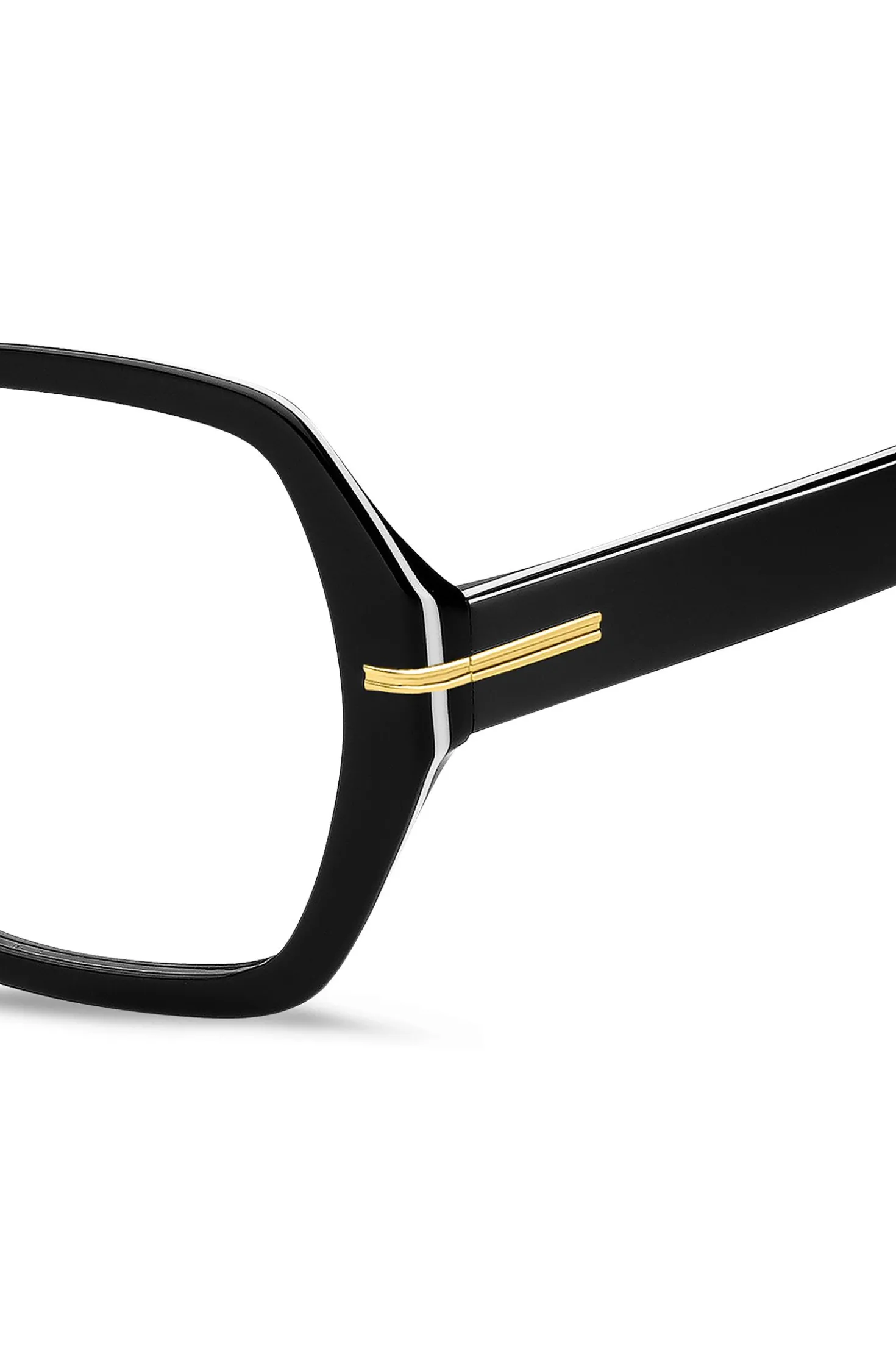 Black-acetate optical frames with white trims