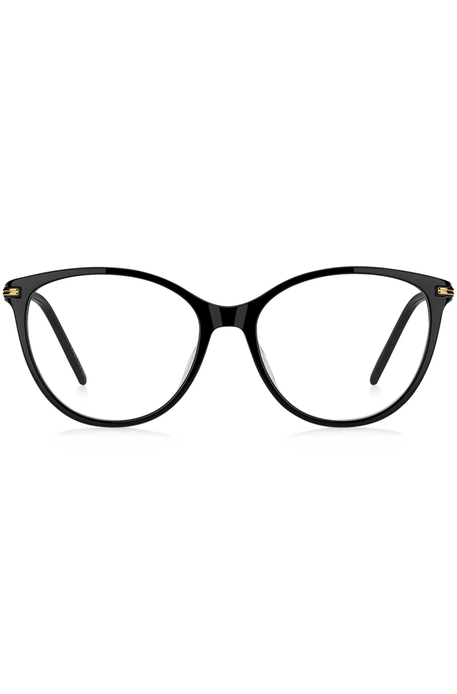 Black-acetate optical frames with metal temples
