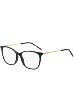 Black-acetate optical frames with gold-tone temples