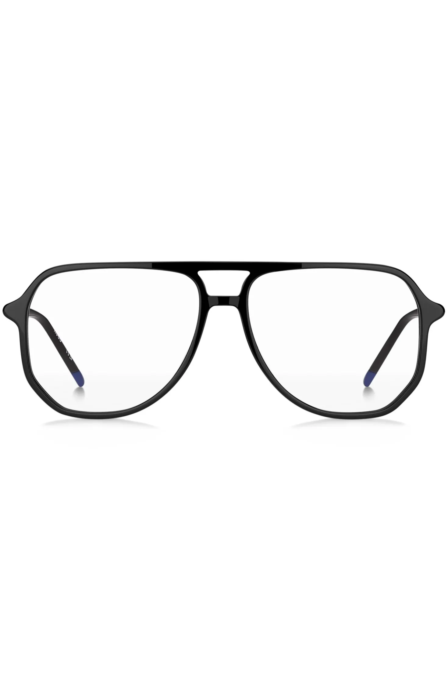 Black-acetate optical frames with tubular temples