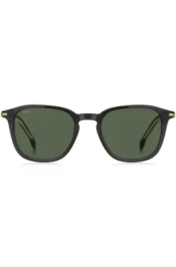 Black-acetate sunglasses with gold-tone trims