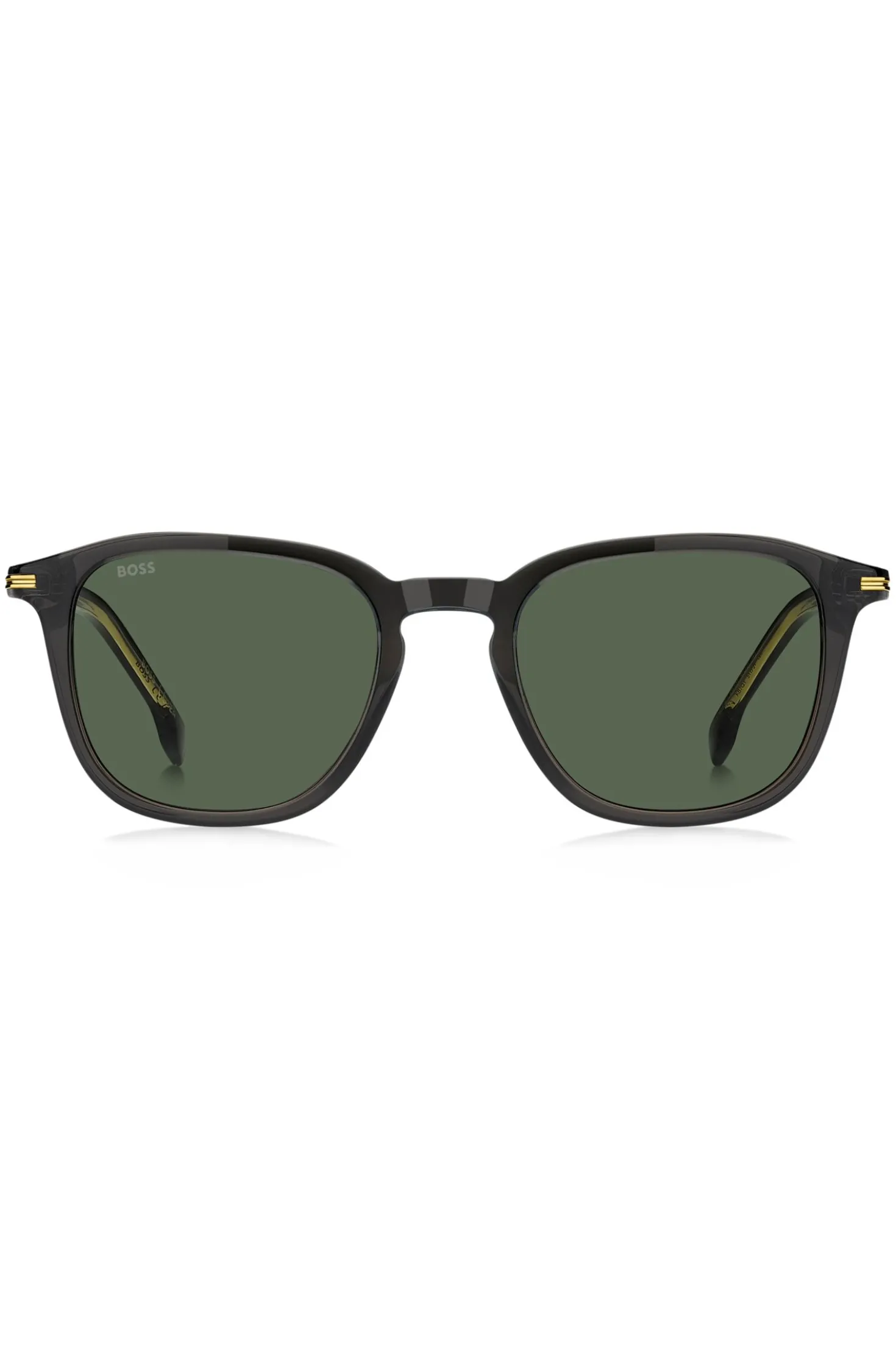 Black-acetate sunglasses with gold-tone trims