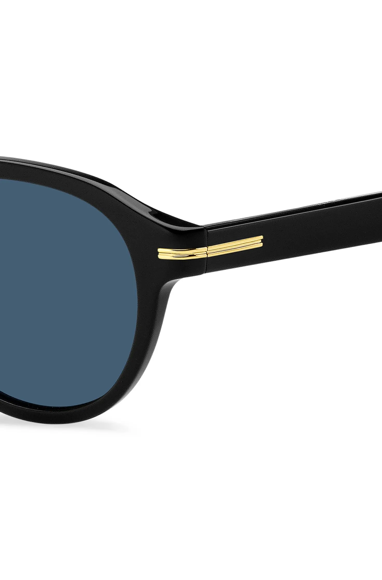 Black-acetate sunglasses with gold-tone hinges
