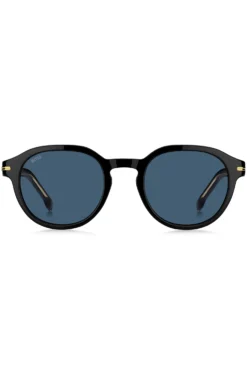 Black-acetate sunglasses with gold-tone hinges