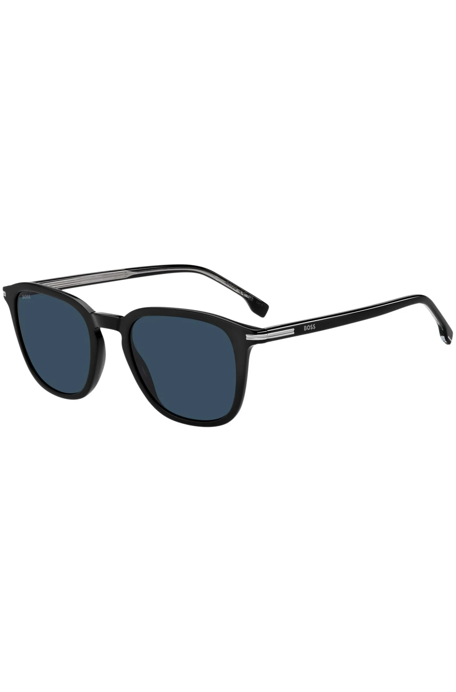 Black-acetate sunglasses with silver-tone trims