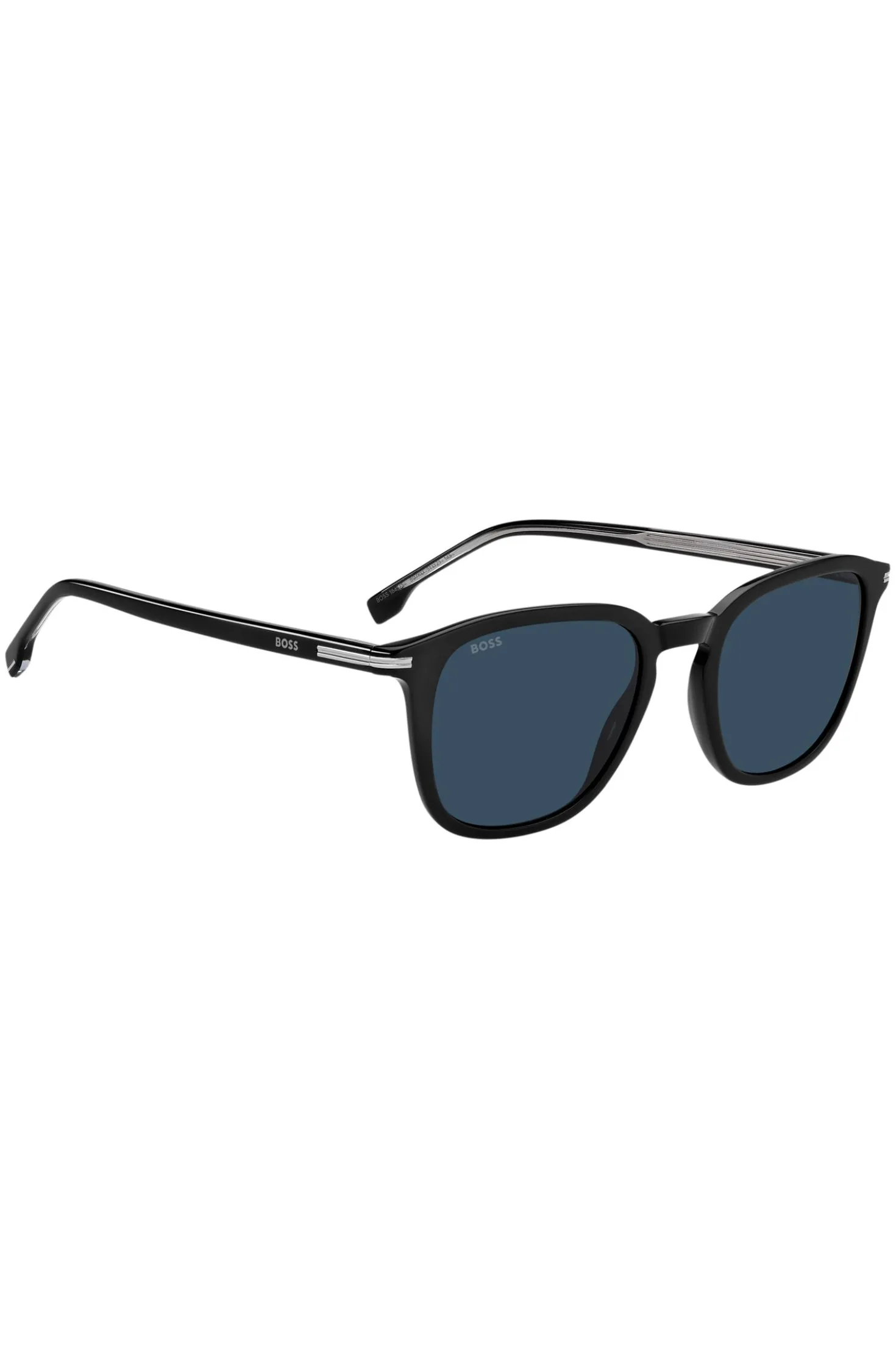 Black-acetate sunglasses with silver-tone trims