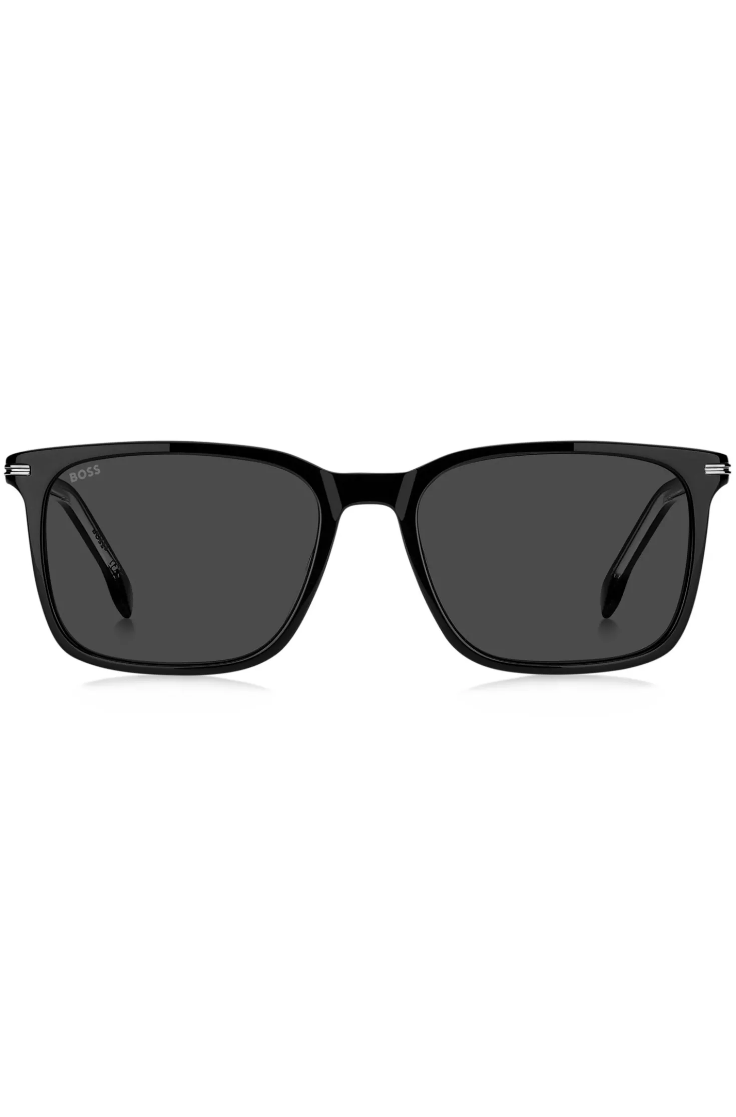 Black-acetate sunglasses with silver-tone trims