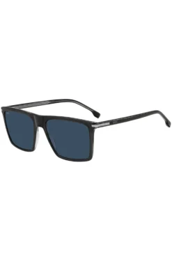 Black-acetate sunglasses with temple stripe