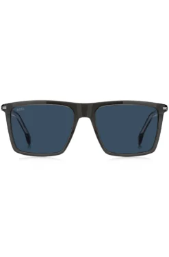 Black-acetate sunglasses with temple stripe