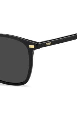 Black-acetate sunglasses with temple logo