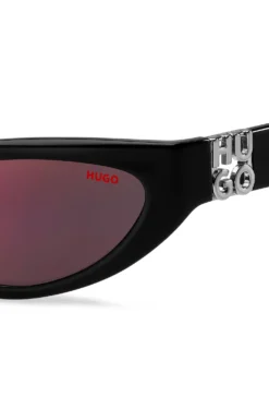Black-acetate sunglasses with 3D monogram