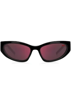 Black-acetate sunglasses with 3D monogram
