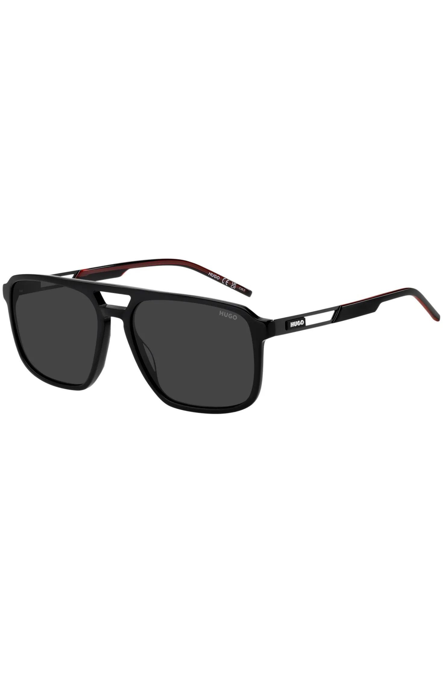 Black-acetate sunglasses with rubber logo
