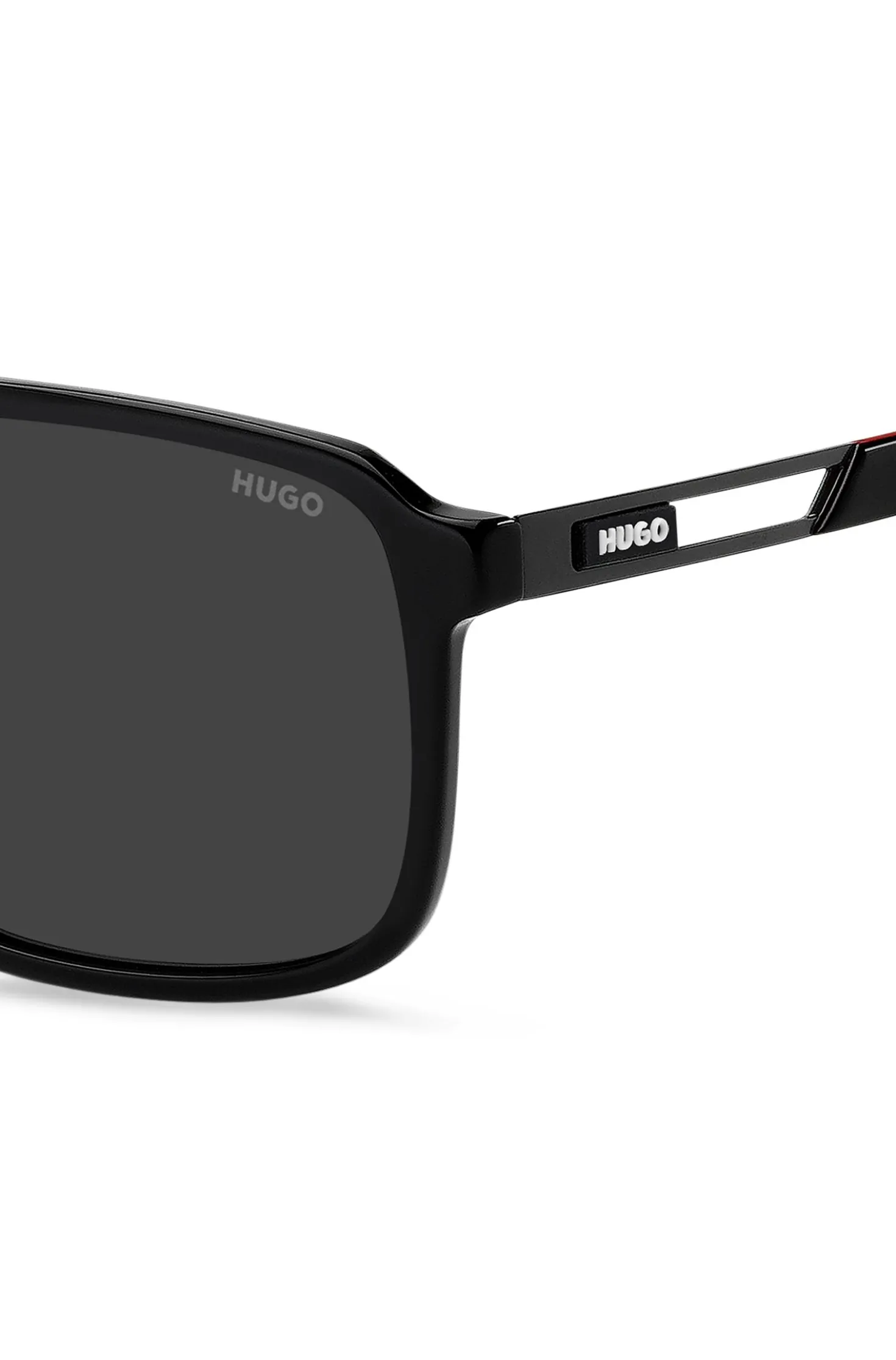 Black-acetate sunglasses with rubber logo