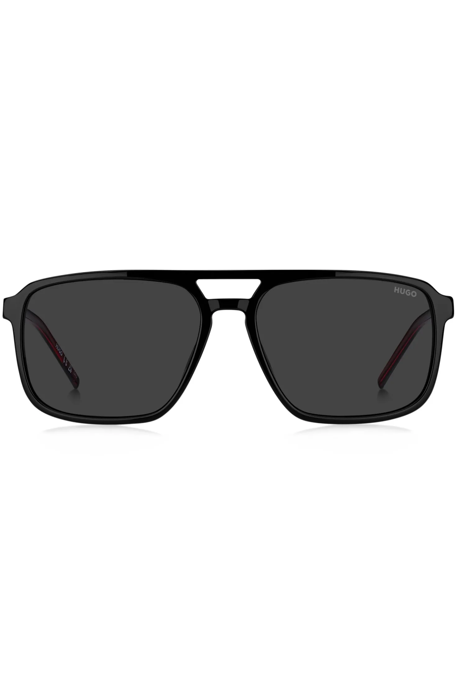 Black-acetate sunglasses with rubber logo