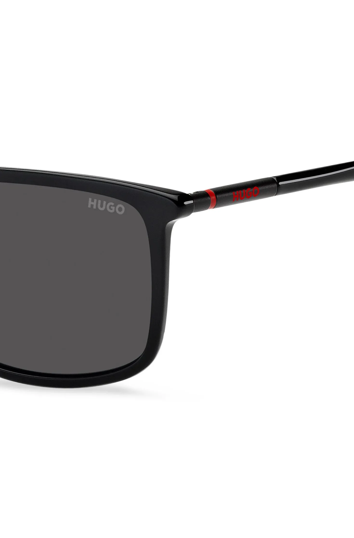 Black-acetate sunglasses with tubular temples