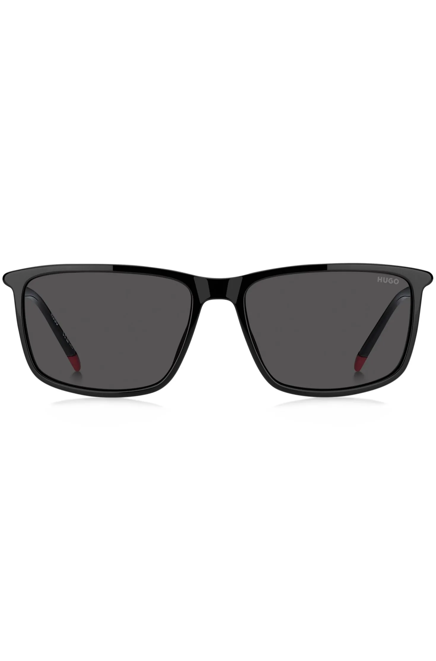 Black-acetate sunglasses with tubular temples