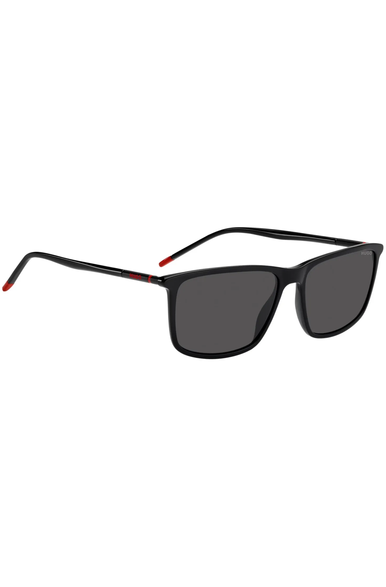 Black-acetate sunglasses with tubular temples
