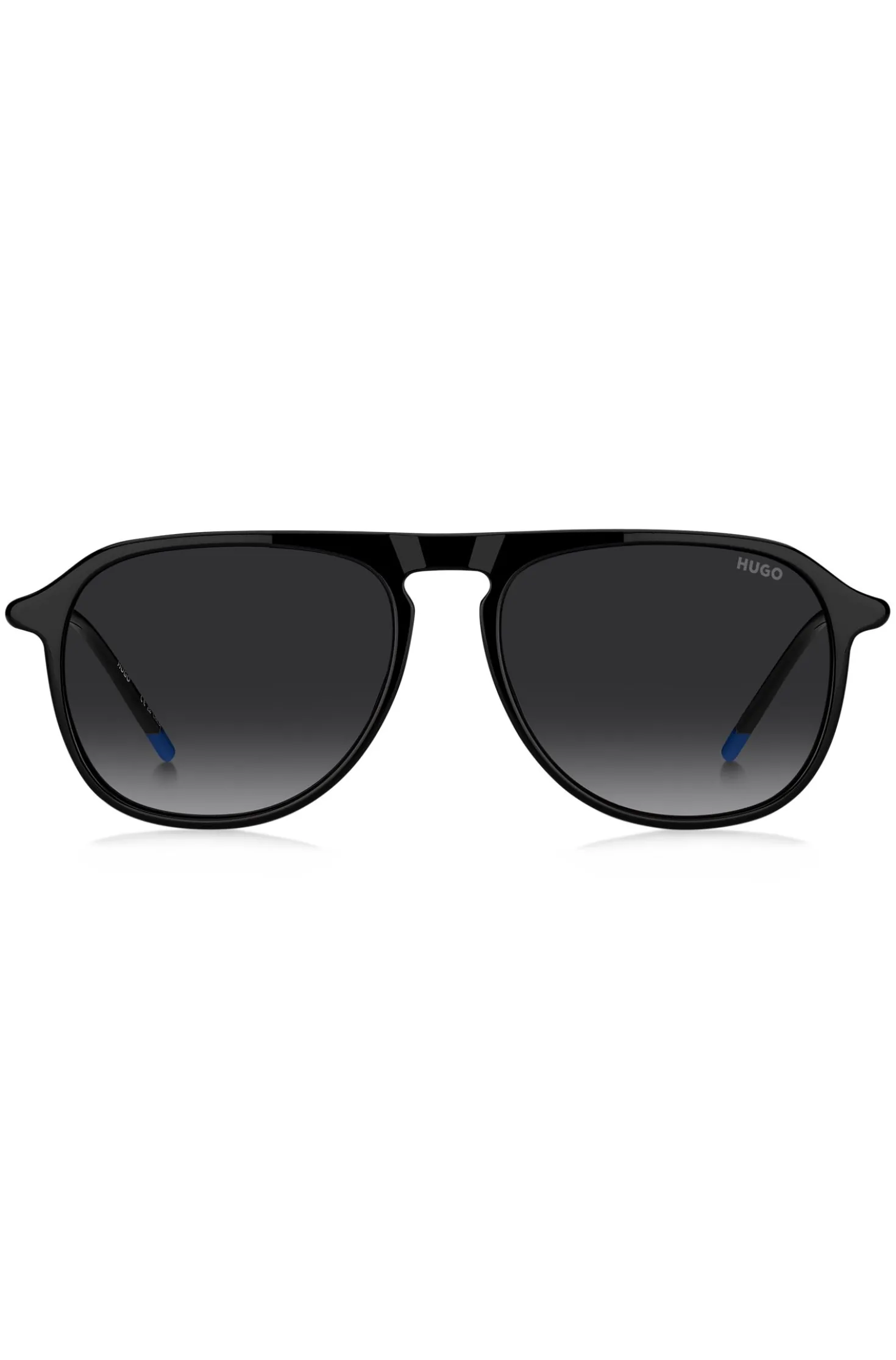 Black-acetate sunglasses with tubular metal temples