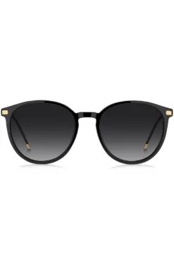 Black-acetate sunglasses with gold-tone temples