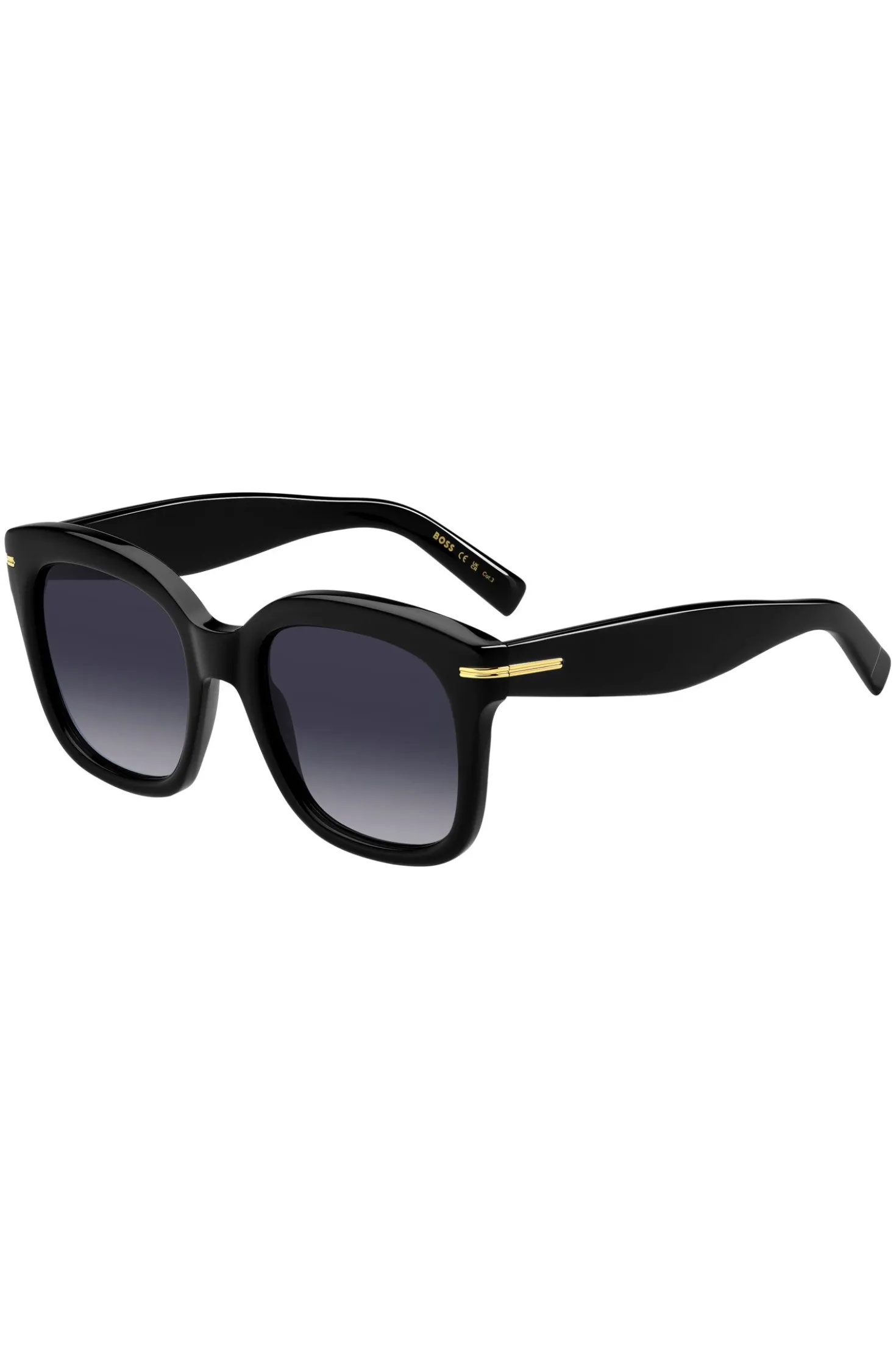 Black-acetate sunglasses with gold-tone hinges