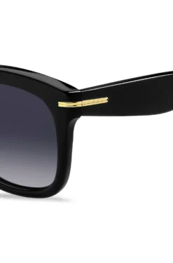 Black-acetate sunglasses with gold-tone hinges