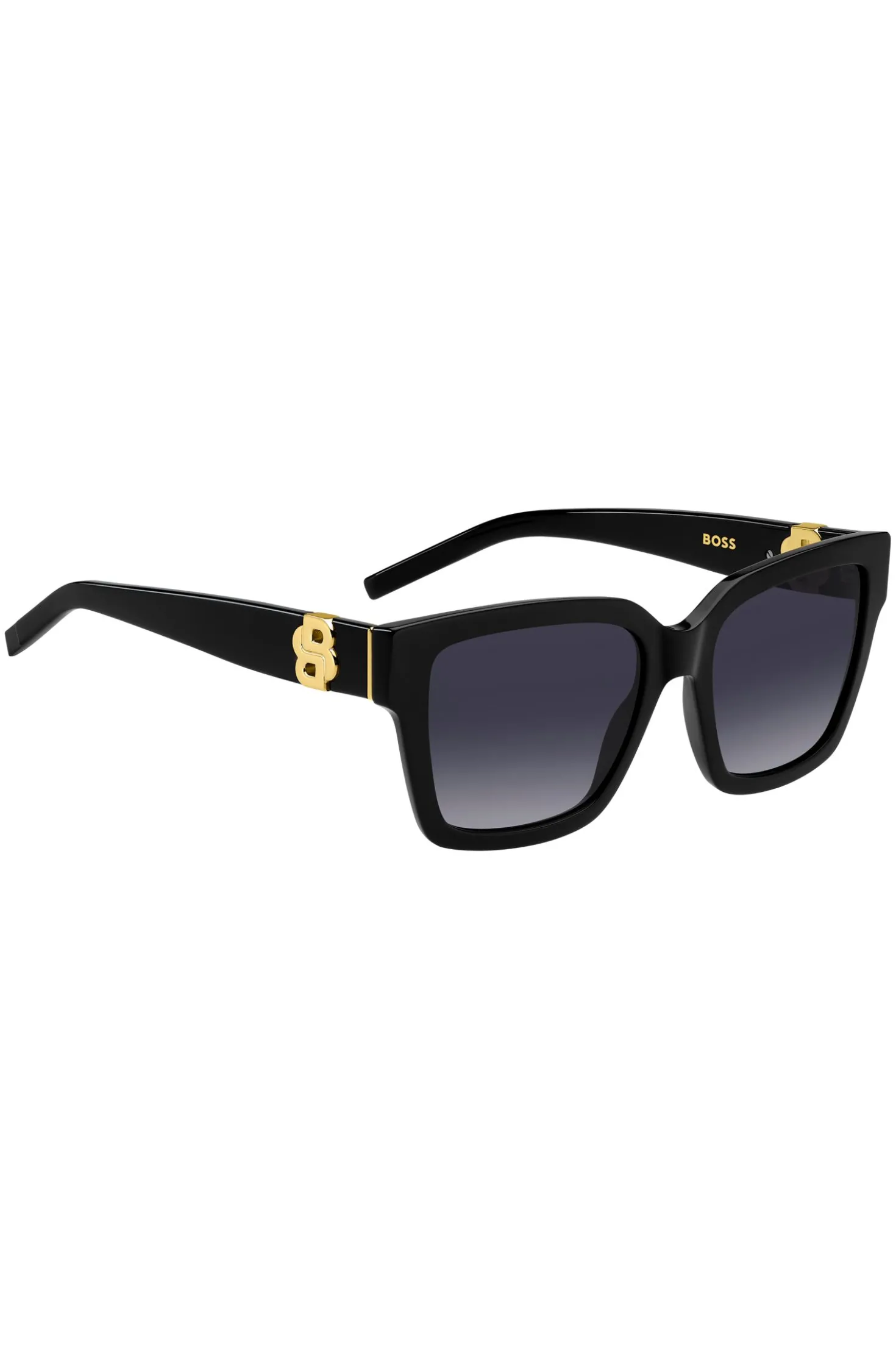 Black-acetate sunglasses with gold-tone Double B monograms