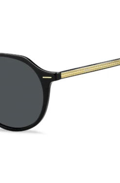 Black-acetate sunglasses with gold-tone detailing