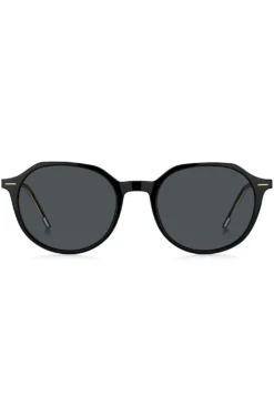 Black-acetate sunglasses with gold-tone detailing