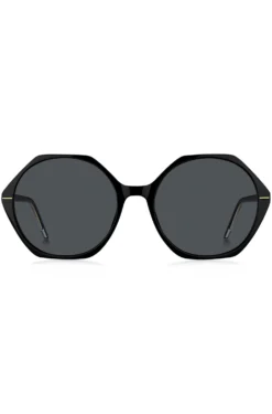 Black-acetate sunglasses with angular frames